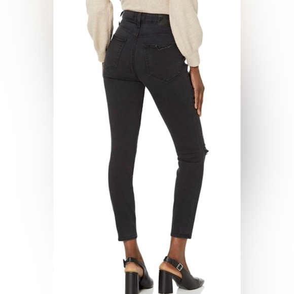 PAIGE Cheeky Ultra High Rise Distressed Skinny Black Jeans Size 28 NWT - Picture 2 of 8